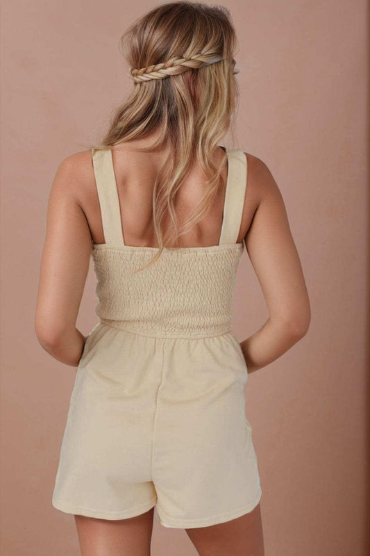 Square Neck Wide Strap Romper - Trendsi - Flyclothing LLC
