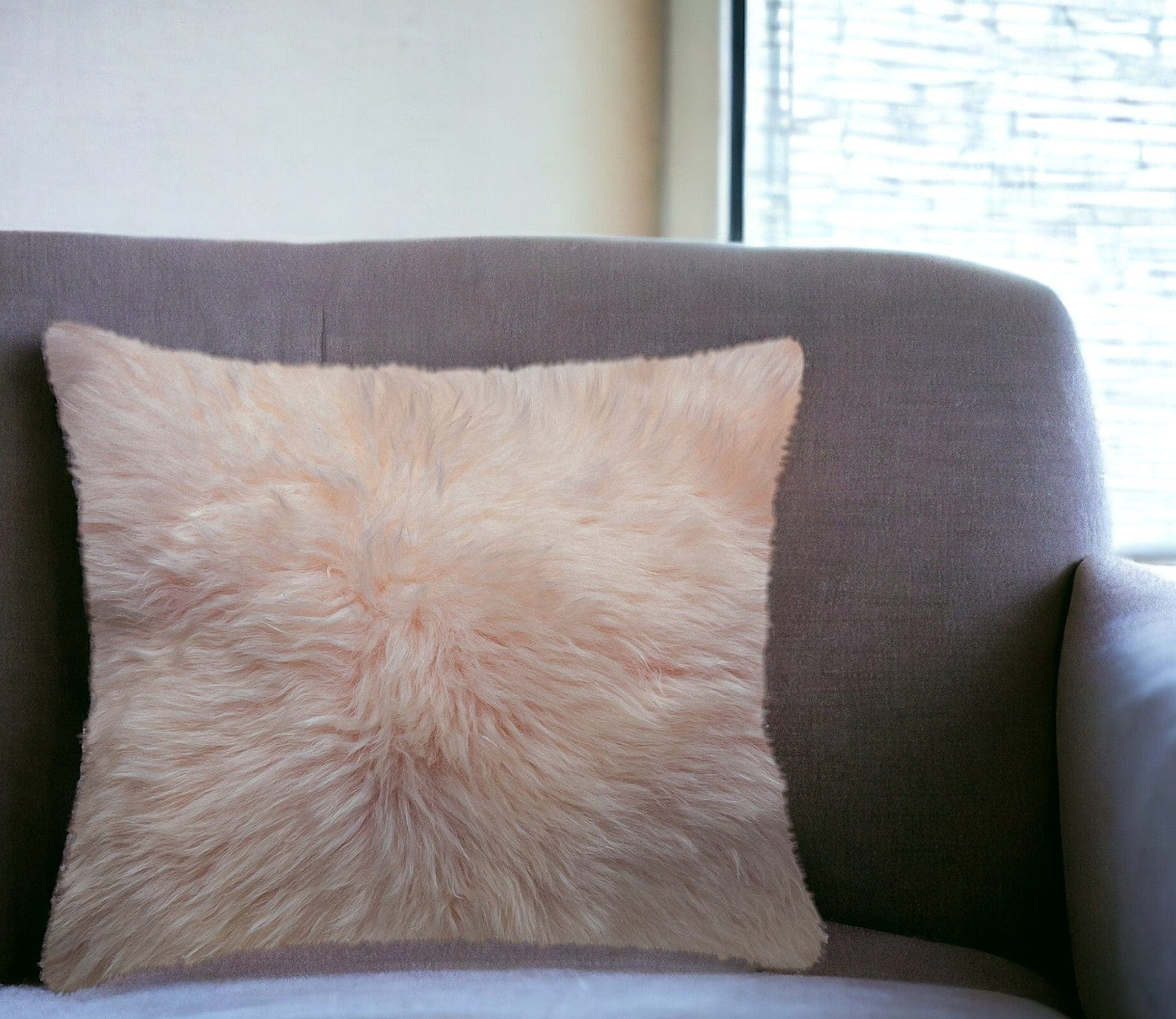 18" Blush Sheepskin Throw Pillow - Homeroots - Flyclothing LLC