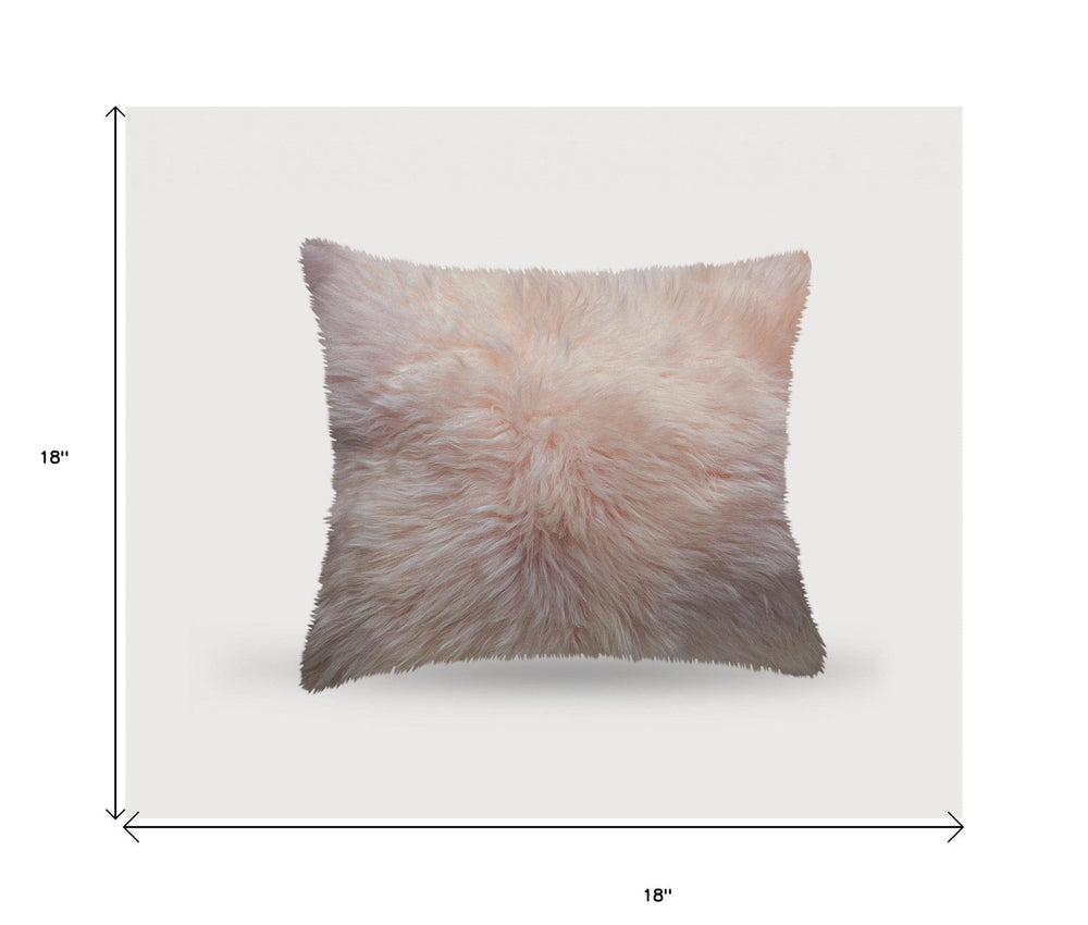 18" Blush Sheepskin Throw Pillow - Homeroots - Flyclothing LLC