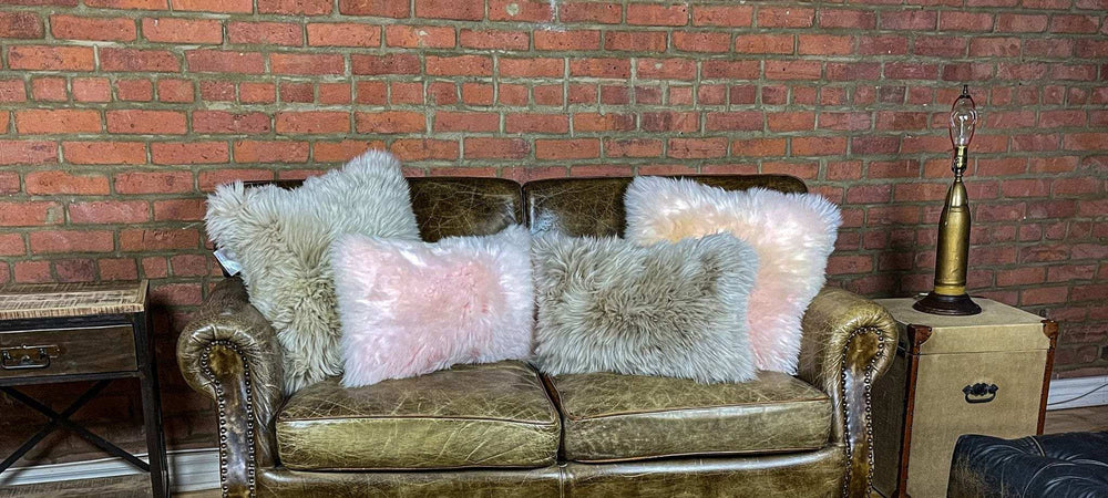 Taupe Natural Sheepskin Lumbar Pillow - Homeroots - Flyclothing LLC