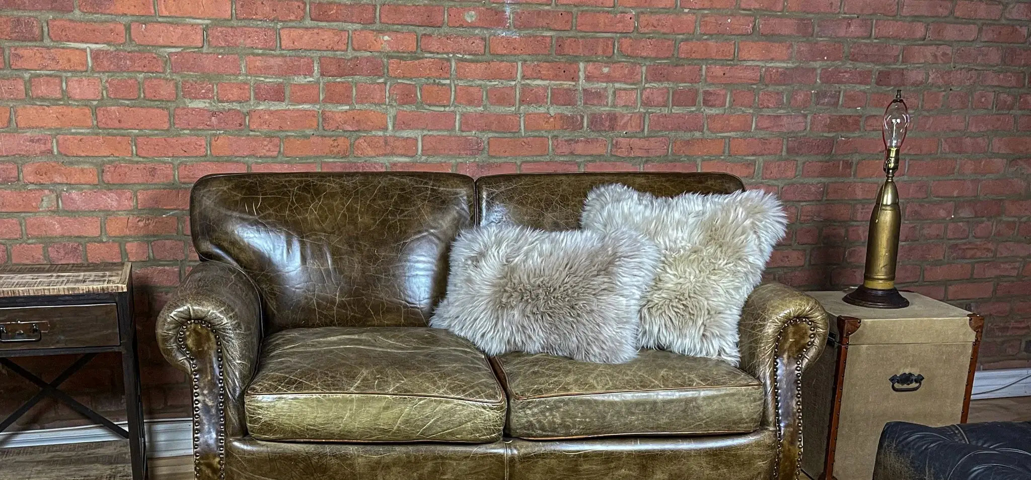 Taupe Natural Sheepskin Lumbar Pillow - Homeroots - Flyclothing LLC
