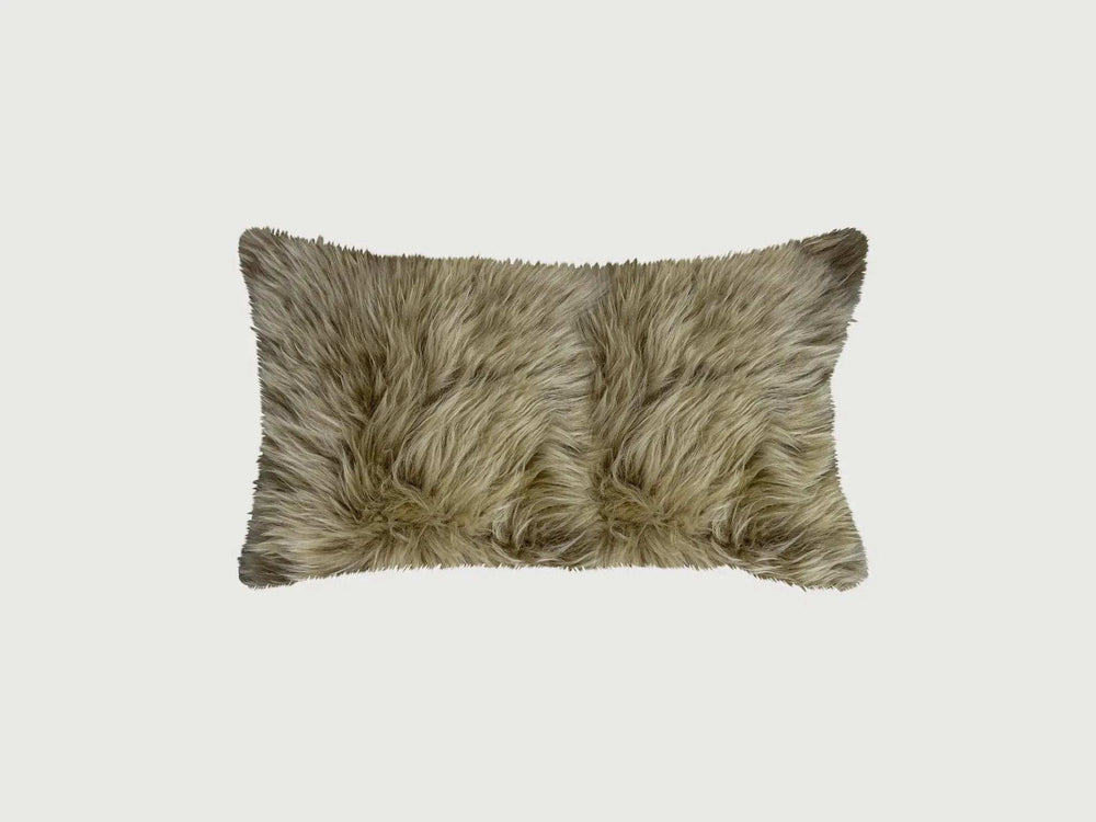 Taupe Natural Sheepskin Lumbar Pillow - Homeroots - Flyclothing LLC