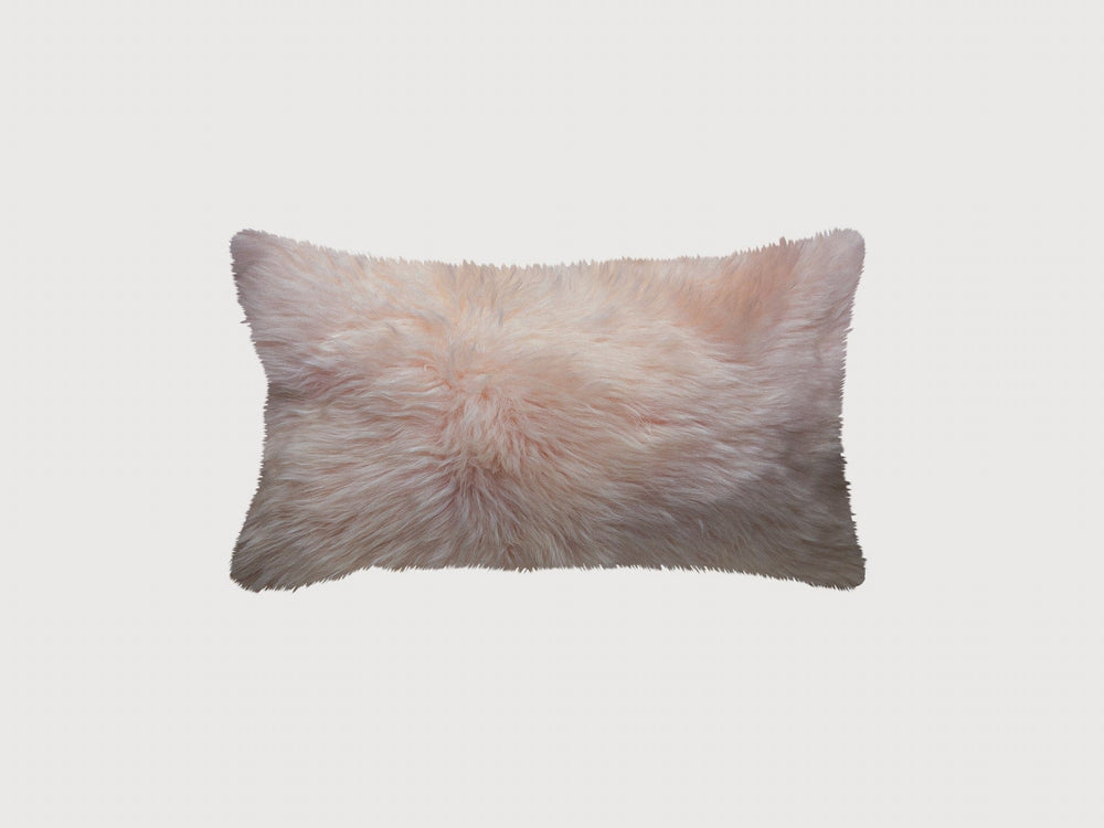 Blush Natural Sheepskin Lumbar Pillow - Homeroots