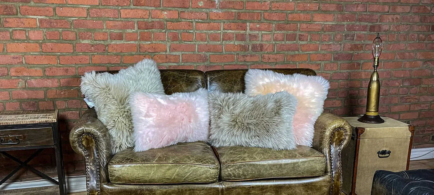 Blush Natural Sheepskin Lumbar Pillow - Homeroots - Flyclothing LLC