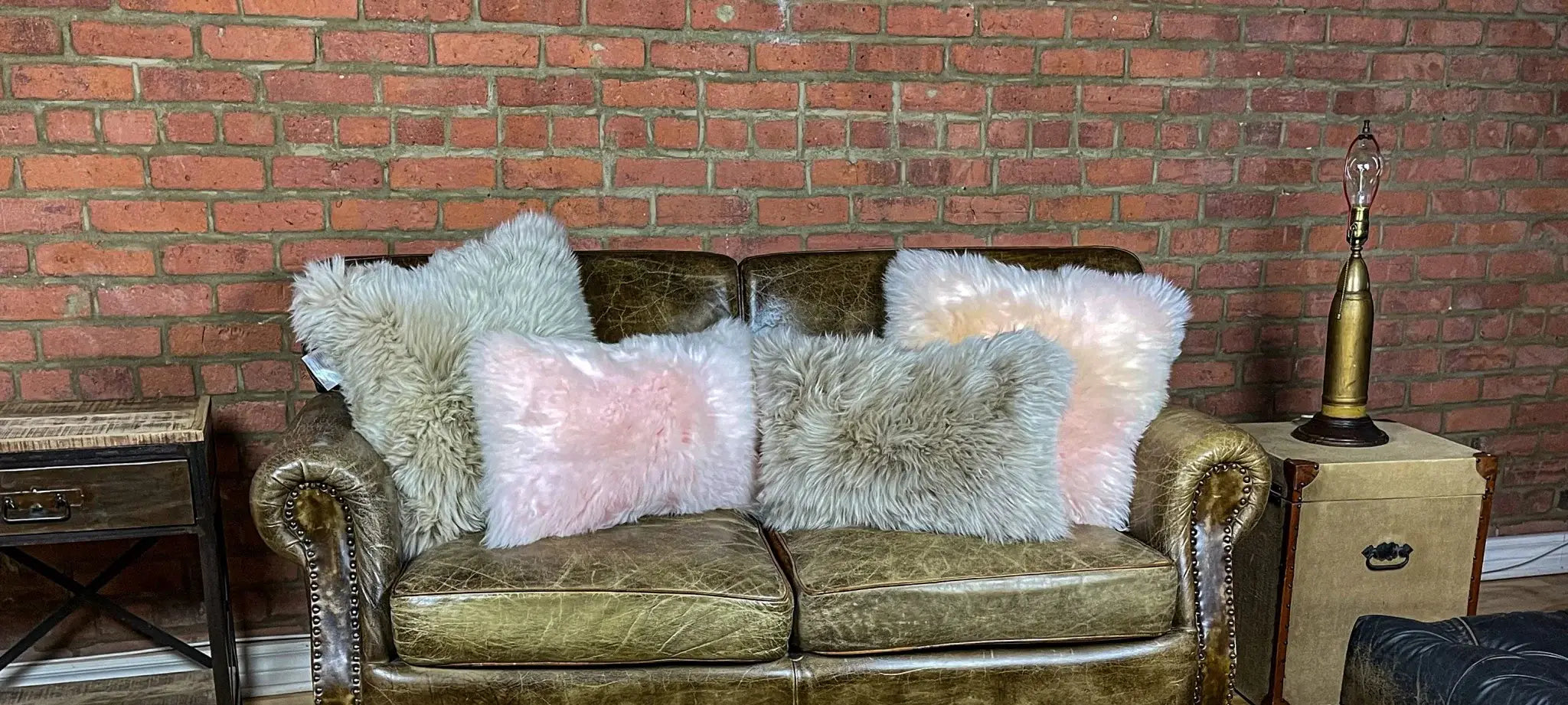 Blush Natural Sheepskin Lumbar Pillow - Homeroots - Flyclothing LLC
