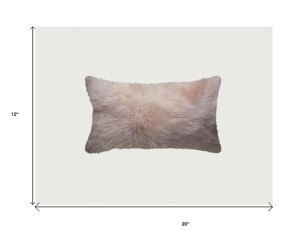 Blush Natural Sheepskin Lumbar Pillow - Homeroots - Flyclothing LLC