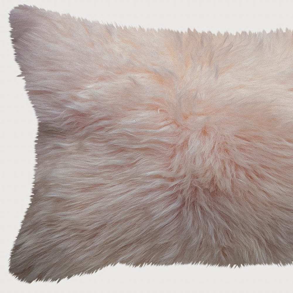 Blush Natural Sheepskin Lumbar Pillow - Homeroots - Flyclothing LLC