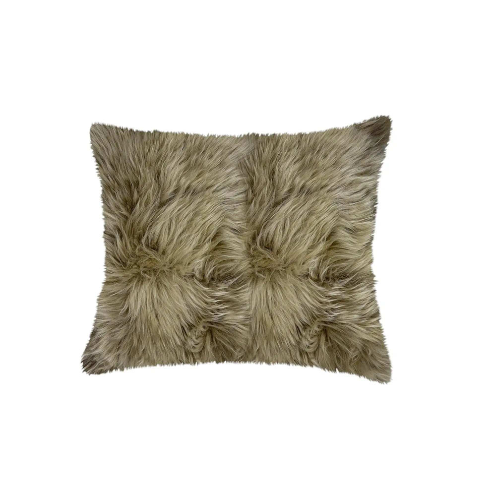 Set of Two Taupe Sheepskin Throw Pillow - Homeroots - Flyclothing LLC