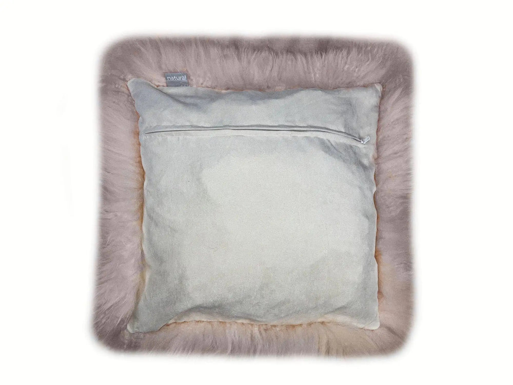 Set Of Two  Blush Natural Sheepskin Square Pillows - Homeroots