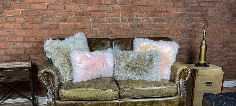 Set Of Two Blush Natural Sheepskin Square Pillows - Homeroots - Flyclothing LLC