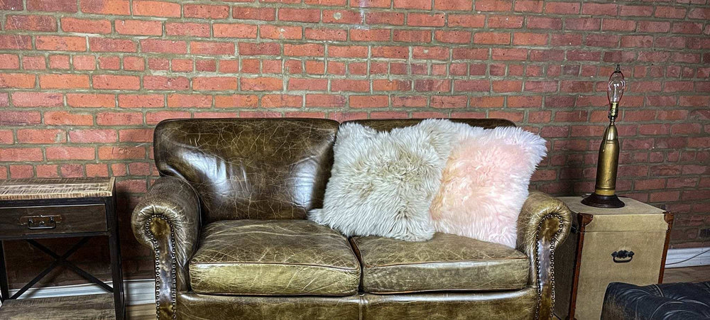 Set Of Two Blush Natural Sheepskin Square Pillows - Homeroots - Flyclothing LLC