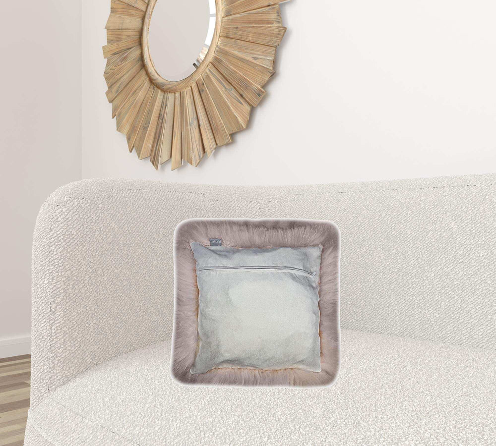 Set Of Two Blush Natural Sheepskin Square Pillows - Homeroots - Flyclothing LLC