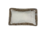 Set of Two 12" X 20" Taupe Sheepskin Lumbar Throw Pillows - Homeroots