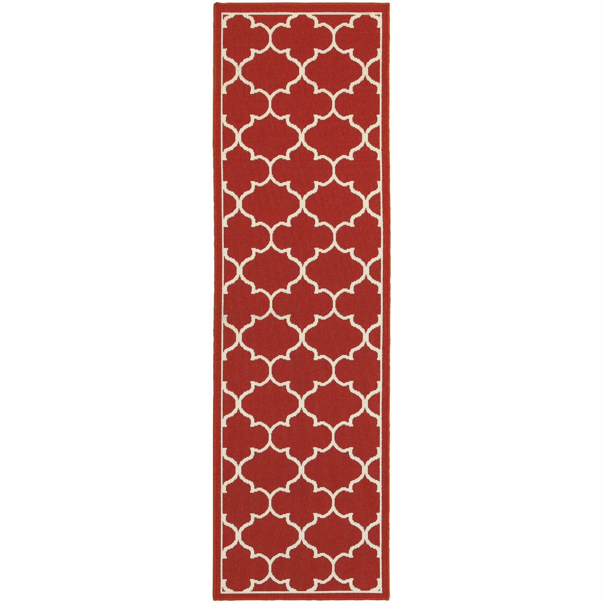 2' X 8' Red and Ivory Indoor Outdoor Area Rug - Homeroots - Flyclothing LLC