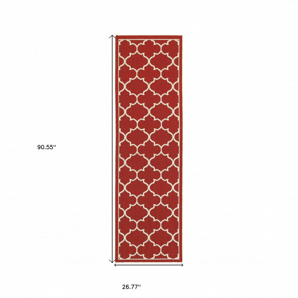 2' X 8' Red and Ivory Indoor Outdoor Area Rug - Homeroots - Flyclothing LLC