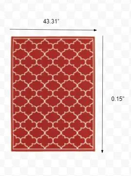 4' X 6' Red and Ivory Indoor Outdoor Area Rug - Homeroots - Flyclothing LLC