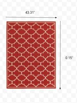 4' X 6' Red and Ivory Indoor Outdoor Area Rug - Homeroots - Flyclothing LLC