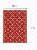 4' X 6' Red and Ivory Indoor Outdoor Area Rug - Homeroots