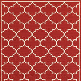 4' X 6' Red and Ivory Indoor Outdoor Area Rug