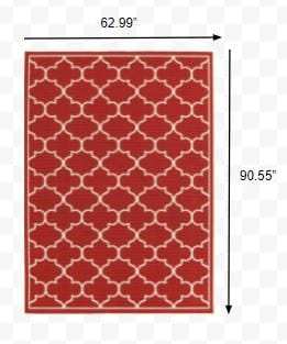 5' X 8' Red and Ivory Indoor Outdoor Area Rug - Homeroots - Flyclothing LLC