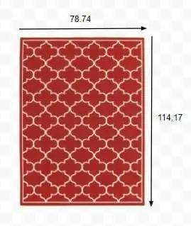 7' X 10' Red and Ivory Indoor Outdoor Area Rug - Homeroots - Flyclothing LLC