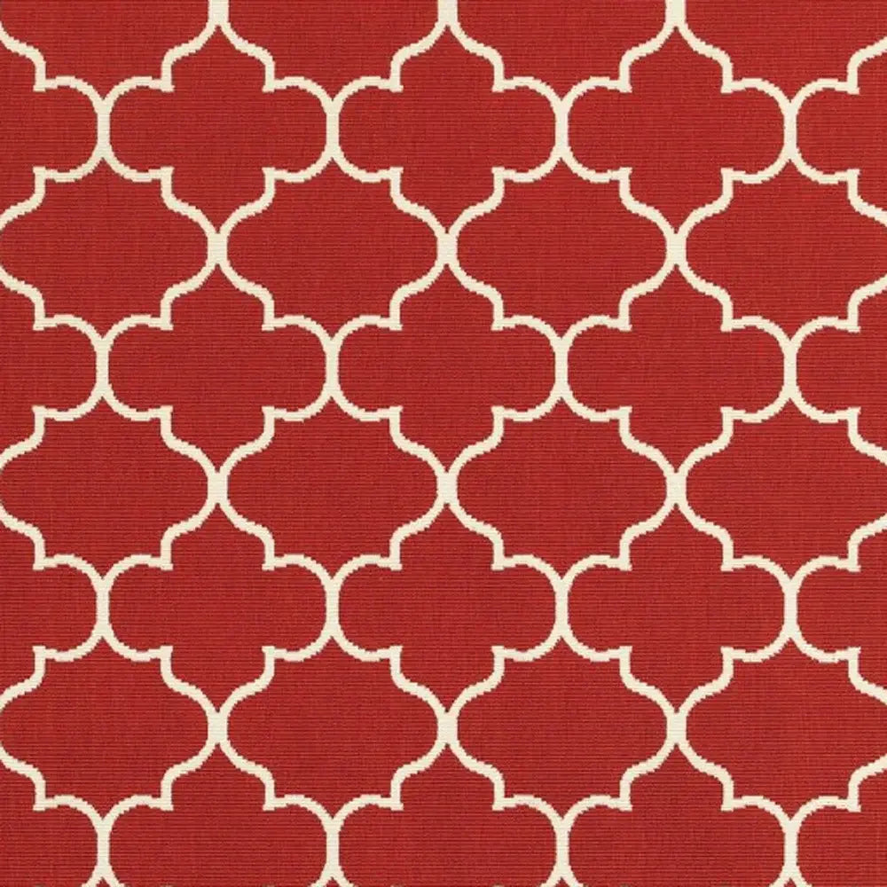 7' X 10' Red and Ivory Indoor Outdoor Area Rug - Homeroots - Flyclothing LLC
