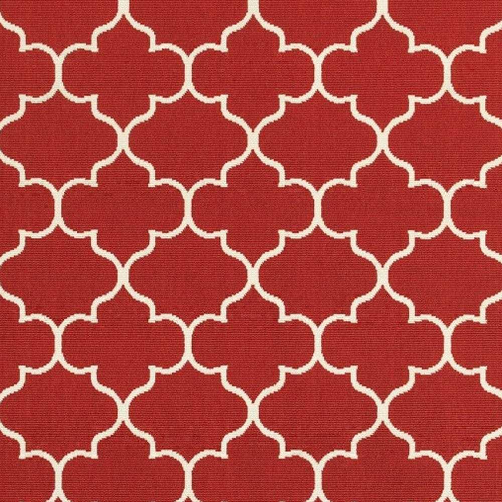7' X 10' Red and Ivory Indoor Outdoor Area Rug - Homeroots - Flyclothing LLC