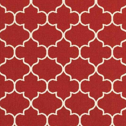 7' X 10' Red and Ivory Indoor Outdoor Area Rug - Homeroots - Flyclothing LLC