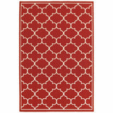 8' X 11' Red and Ivory Indoor Outdoor Area Rug - Homeroots - Flyclothing LLC