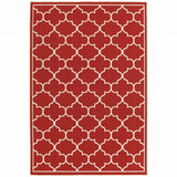 8' X 11' Red and Ivory Indoor Outdoor Area Rug - Homeroots