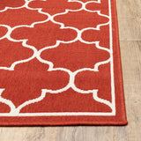 8' X 11' Red and Ivory Indoor Outdoor Area Rug - Homeroots - Flyclothing LLC