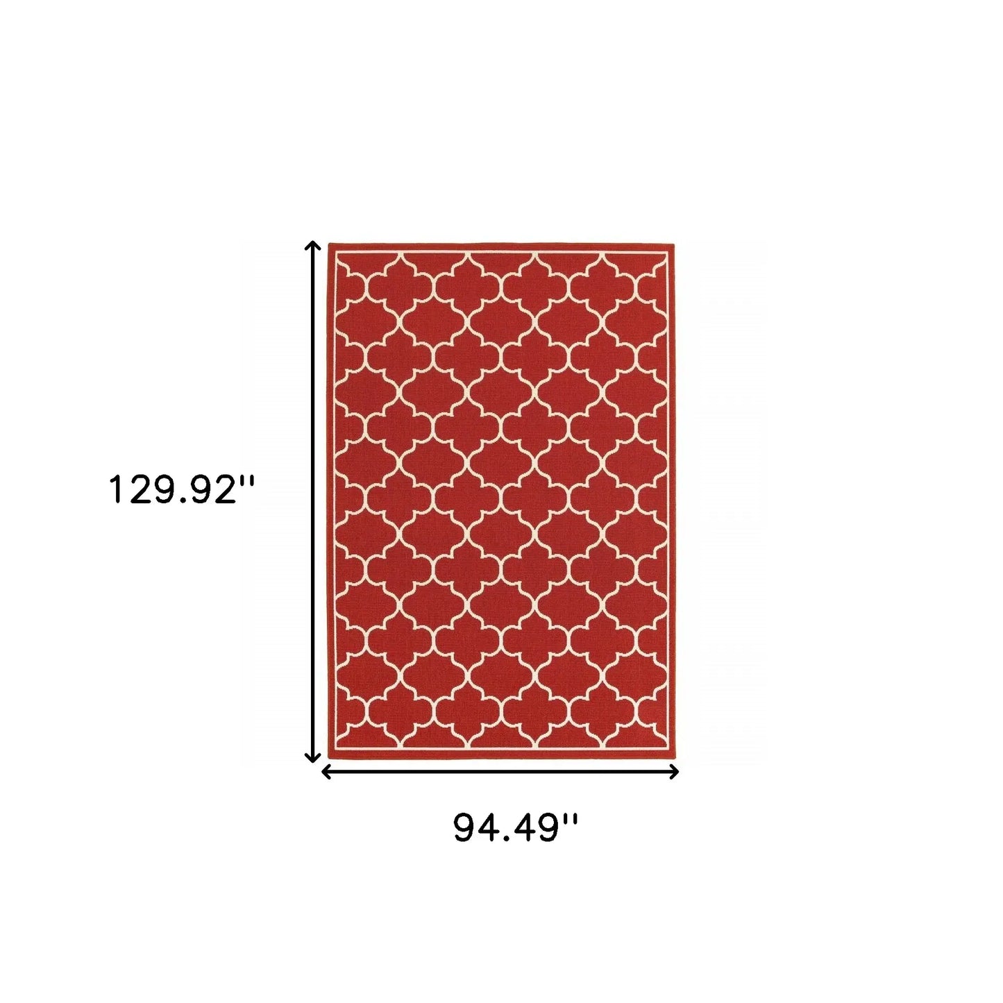 8' X 11' Red and Ivory Indoor Outdoor Area Rug - Homeroots - Flyclothing LLC