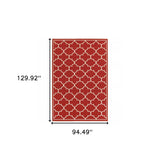 8' X 11' Red and Ivory Indoor Outdoor Area Rug - Homeroots - Flyclothing LLC