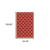 8' X 11' Red and Ivory Indoor Outdoor Area Rug - Homeroots