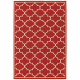8' X 11' Red and Ivory Indoor Outdoor Area Rug - Homeroots - Flyclothing LLC