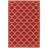 8' X 11' Red and Ivory Indoor Outdoor Area Rug - Homeroots