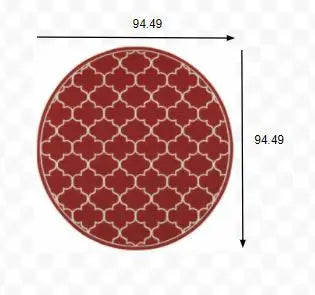 8' X 8' Red and Ivory Round Indoor Outdoor Area Rug - Homeroots - Flyclothing LLC
