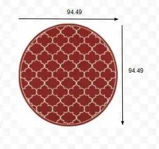8' X 8' Red and Ivory Round Indoor Outdoor Area Rug - Homeroots - Flyclothing LLC