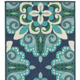 2' X 8' Blue and Green Indoor Outdoor Area Rug - Homeroots