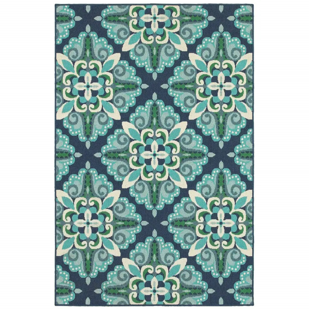 4' X 6' Blue and Green Indoor Outdoor Area Rug - Homeroots - Flyclothing LLC