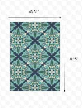 4' X 6' Blue and Green Indoor Outdoor Area Rug - Homeroots - Flyclothing LLC