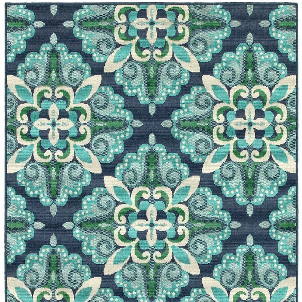 4' X 6' Blue and Green Indoor Outdoor Area Rug - Homeroots - Flyclothing LLC