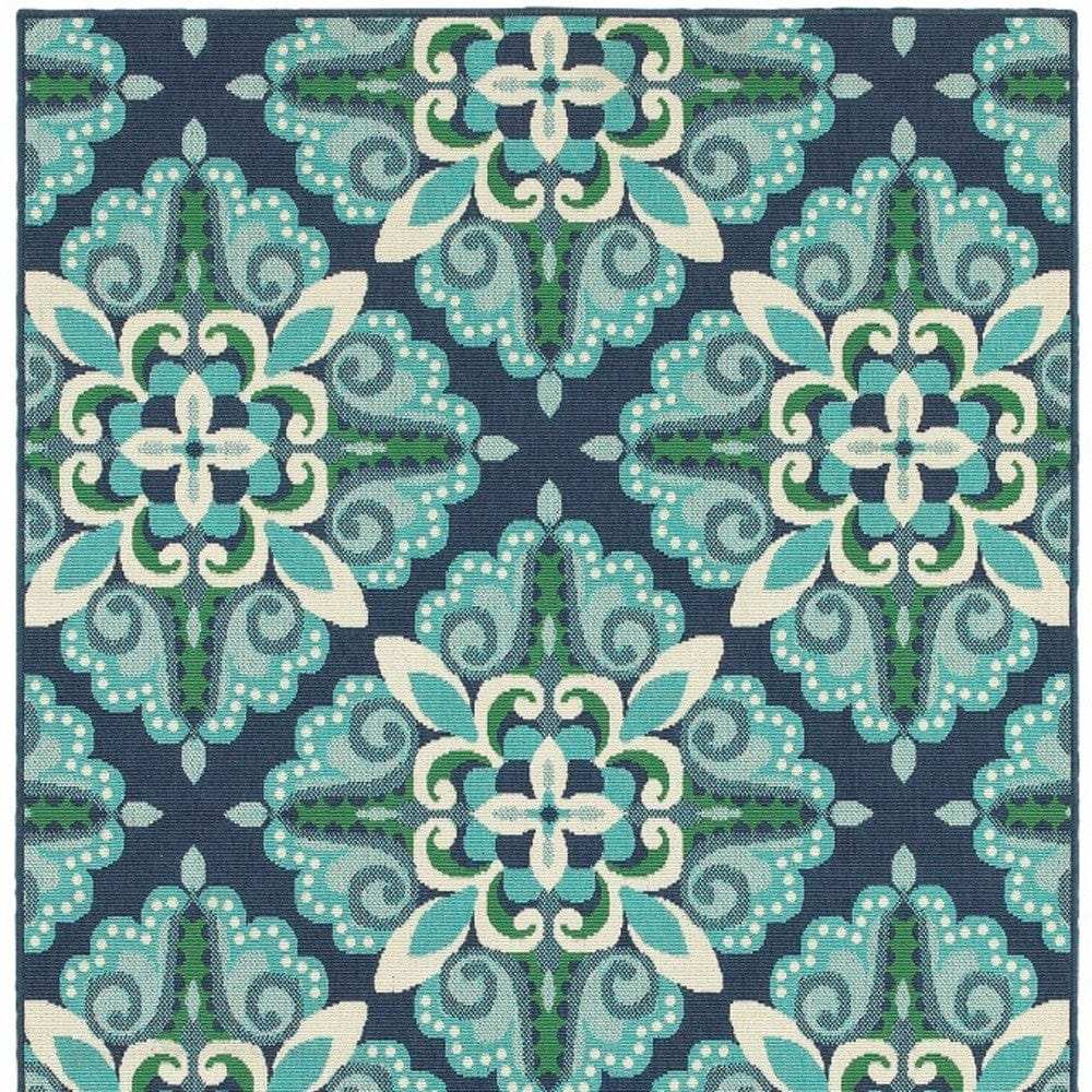4' X 6' Blue and Green Indoor Outdoor Area Rug - Homeroots - Flyclothing LLC