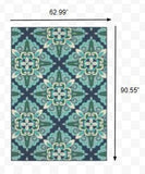 5' X 8' Blue and Green Indoor Outdoor Area Rug - Homeroots