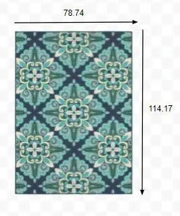 7' X 10' Blue and Green Indoor Outdoor Area Rug - Homeroots - Flyclothing LLC