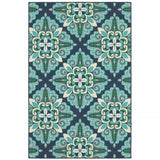 8' X 11' Blue and Green Indoor Outdoor Area Rug - Homeroots - Flyclothing LLC