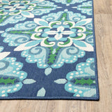 8' X 8' Blue and Green Round Indoor Outdoor Area Rug - Homeroots