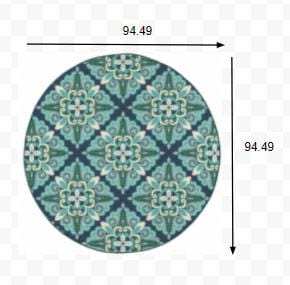 8' X 8' Blue and Green Round Indoor Outdoor Area Rug - Homeroots - Flyclothing LLC