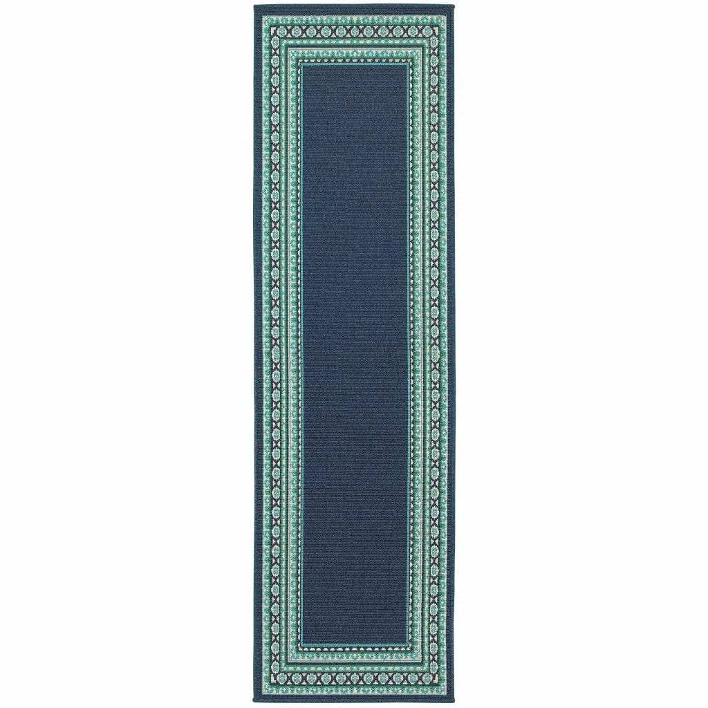 2' X 8' Blue and Green Indoor Outdoor Area Rug - Homeroots - Flyclothing LLC