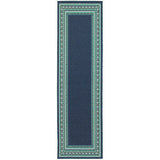 2' X 8' Blue and Green Indoor Outdoor Area Rug - Homeroots
